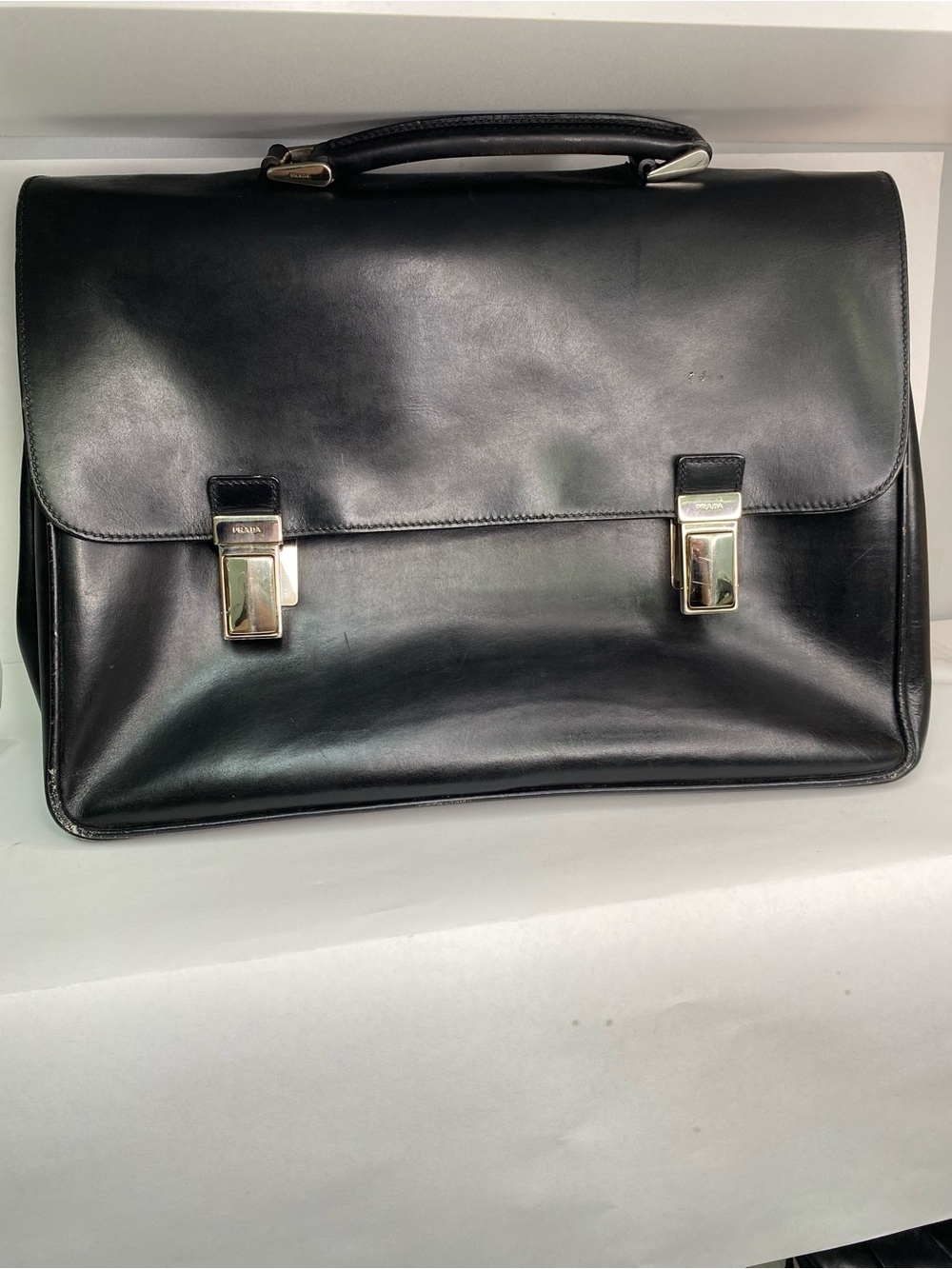 Men's Prada Black Leather Briefcase